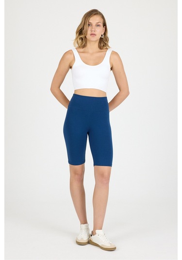 Malabadi Kadın Lacivert Penye Modal Yüksek Bel Sporcu Biker Tayt 1911 Lacivert