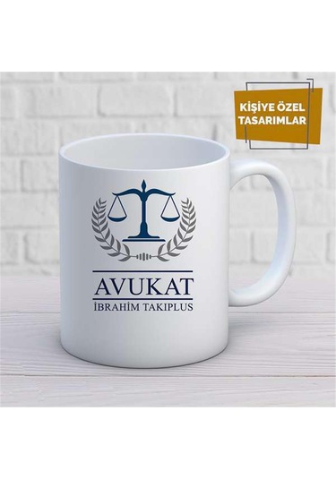 Kişiye Özel İsim Yazılabilir Avukat Kupa Bardak Çok Renkli