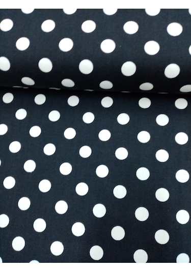 Hayat Home Siyah Puantiyeli Duck Keten Kumaş -Ranır Kumaşı