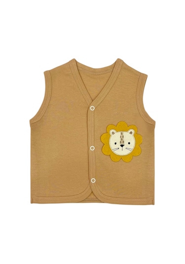 Aslanlı Erkek Yelek Bej