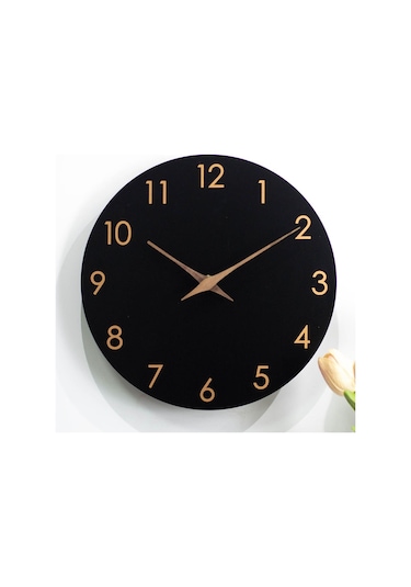 Homyl Duvar Saati 10 ''dekoratif Basit Sessiz Dekor Oturma Odası Siyah