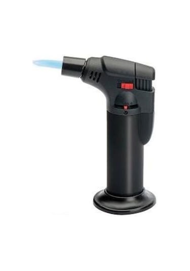 Profesyonel Orta Boy Pürmüz Alev Çakmak 1300°C - Torch Doldurulabilir Depolu Orta Boy Siyah