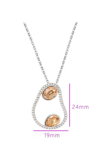Zirkon Taşlı Damla Detaylı Asimetrik Platin Kaplama Kadın Kolye Silver