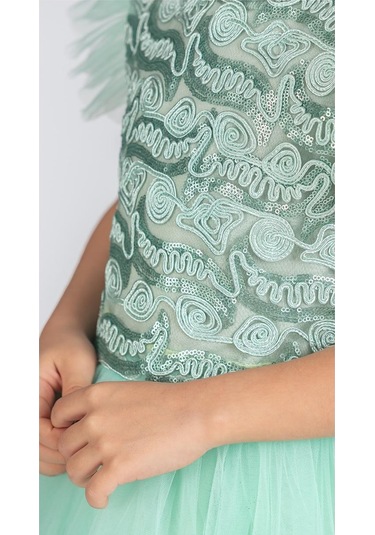 Tüllü Kız Çocuk Kpl Elbise Mnk0526 Mint Yeşili