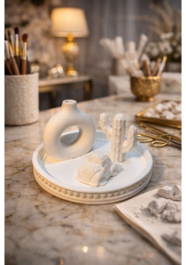 Ceren Wooden Boyanabilir Dekoratif Trio Set