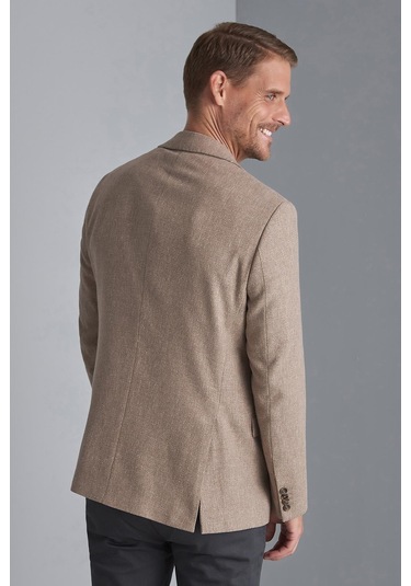 Erkek Bej Regularfıt / Rahat Kalıp Mono Yaka Ceket-10324 Bej