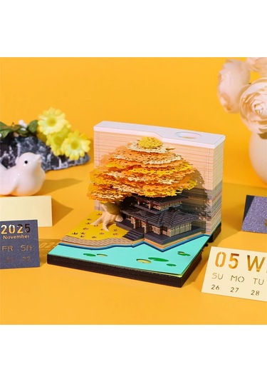Ağaç Masa Takvimi 2025 Takvim Planlayıcı Led Işıklı Yaratıcı