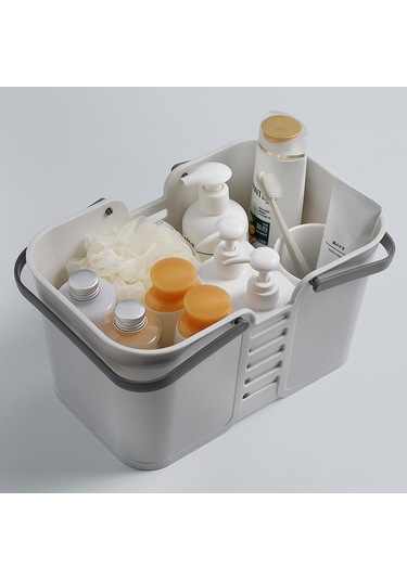 Qingmipy Büyük Kapasiteli Plastik Banyo Organizer: Yüksek Kaliteli, Süzgeçli, Taşınabilir, Kare Şekilli, Ev İçi Çeşitli Çeşitli Eşyalar İçin Depolama Sepeti Büyük Beyaz Diğer
