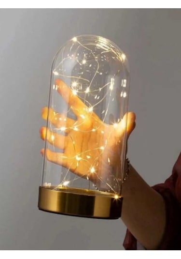 Led Işıklı Gold Ters Fanus 3 Metre Peri Tel Gün Işığı Gold Terary