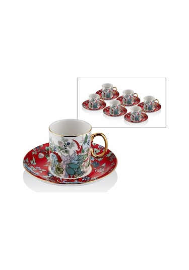Scarlet Porselen 12 Parça 6 Kişilik Kahve Fincan Takımı