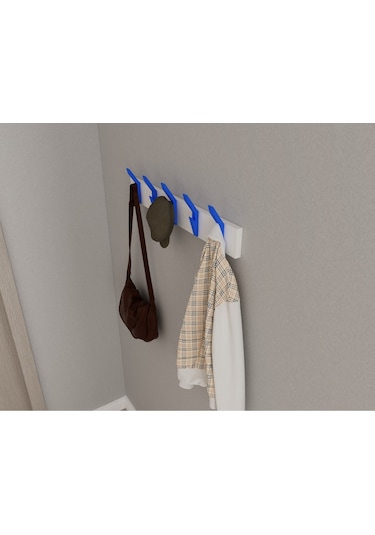 Hepsi3boyutlu Modern Duvar & Kapı Kanca Askılık - 5 Adet Mavi Kanca Askılık - Model No : 3 Mavi