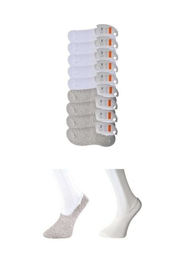 Gri ve Beyaz Erkek Babet Çorap 9 çift
