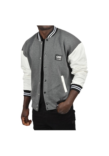 Deepsea Erkek Antrasit İçi Şardonlu Üç İplik Armalı Kolej Ceket Kolej Yaka Mont 2304776 Antrasit