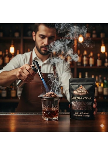 Viski & Kokteyl İçin Elma Ağacı & Vanilya Özü Tütsüleme Aroma Talaşı