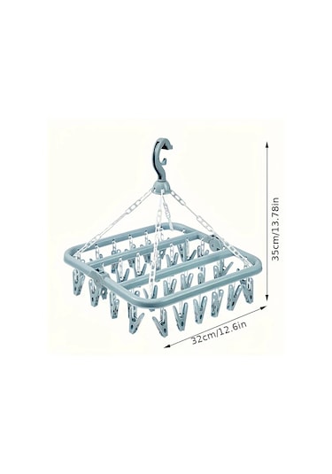 Cordial Mavi, 32 Askılı Döner Çamaşır Askısı - Çorap, İç Çamaşırı Kurutma Raftası Mavi