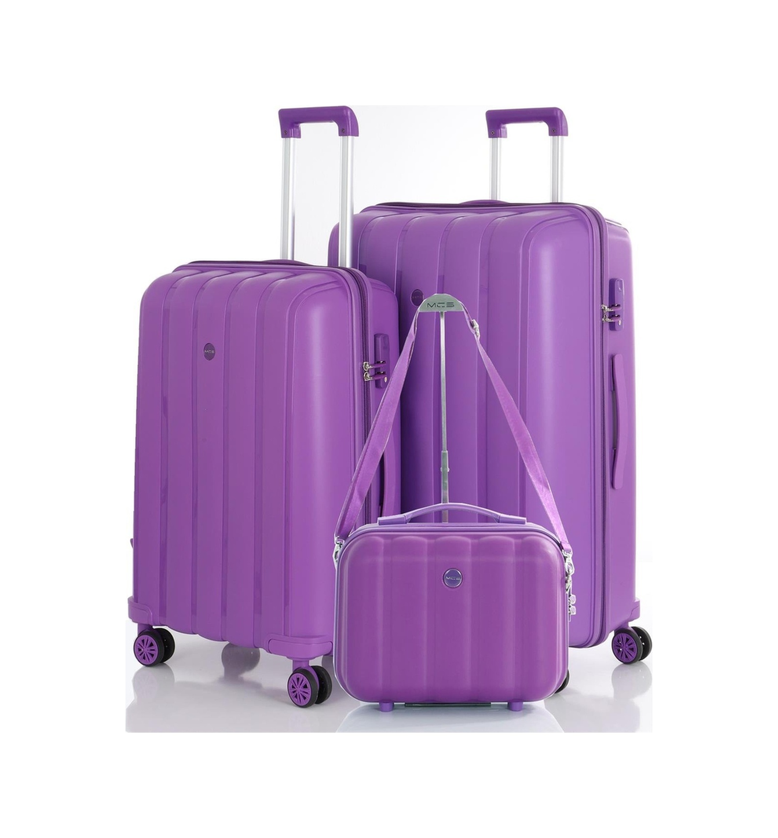 Mçs Polipropilen 3lü Valiz Seti Büyük & Orta & Makyaj V305 S21yy1000078-set 00014 Mor