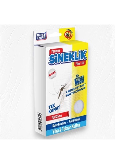Boss Tape Pencere Cam Sineklik 75x125cm Cırt Bantlı