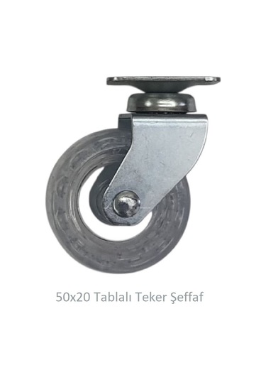 Ofis Koltuk Dolap Etejer 360 Derece Döner 50 X 20 Tablalı Teker Şeffaf 50 Mm Şeffaf