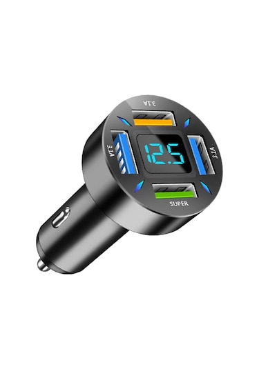 4'ü 1 Arada Usb 66w Dijital Ekranlı Araba Süper Hızlı Şarj Cihazı