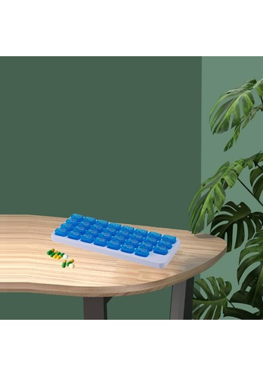 Suntek 31 Izgaralı Hap Kutusu Aylık Gün Bölmeli Seyahat Mavi