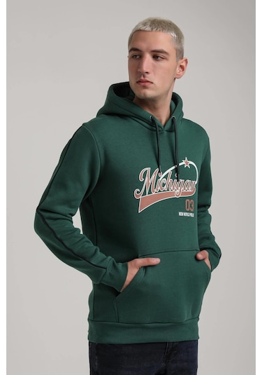 Kapüşonlu Yeşil Slim Fit Full-zip Sweatshirt 24fwm64079 YESIL Yeşil