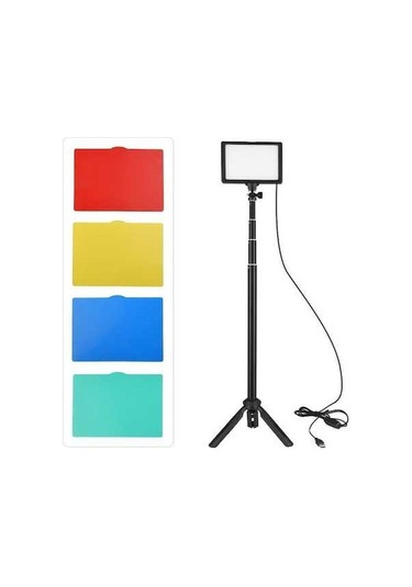 Fastbuy Usb Led Işık Seti, 3200k-5600k, 14 Seviye Parlaklık, 148cm Ayarlanabilir Tripod, 5 Renk Filtre, Soğuk Ayaklı Genişlet