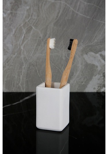 Betonmall 7 Parça Mermer Desenli Beton Banyo Seti Sıvı Sabunluk Diş Fırçalık Pamukluk Mumluk Tepsi Saksı - Beyaz Beyaz