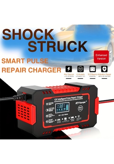 Symbee 12v 6a Akıllı Akü Şarj Cihazı, Agm/gel/sla Şarjı, Lcd Ekranlı, Sıcaklık Telafili, Taşınabilir Araç Akü Şarj Aleti