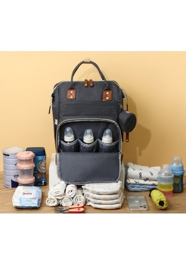 Novahub Sırt Koyu Kapasiteli Gri Dinosaurs Çantası Büyük Bölmeli Bebek Anne Altın - Ye Altın