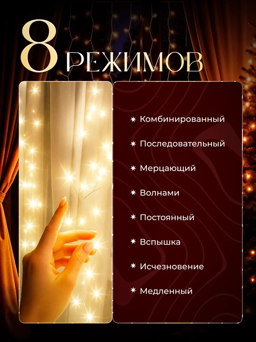 D-light Rosa Yeni Yıl Tören Perdesi Işık Zinciri 3x2 Uzaktan Kumandalı 258437223 Gri