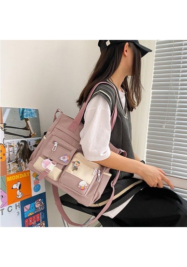 Pembe Su Geçirmez Kadın Çanta Omuzdan Askili Çanta Bayan Askılı Çanta Oxford Crossbody Çanta Tote Kitap Çanta Kızlar İçin Satchels Pembe