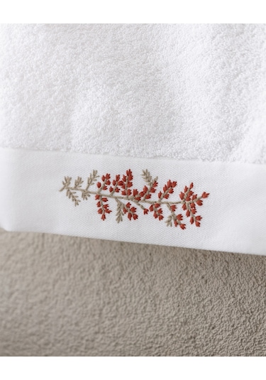 Slyvia Nakışlı %100 Pamuk Yüz Havlusu - Beyaz - 50x76 Cm 8684427212288 Beyaz