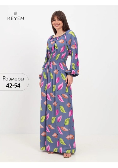 Keyem Büyük Beden Uzun Kollu Elbise 162093809 Açık Mavi