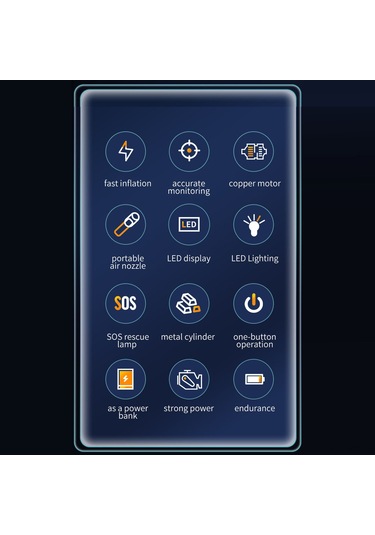 Reedark Akıllı Taşınabilir Hava Pompası - Araç, Bisiklet, Motosiklet Lastik Şişirme Ve Basınç Ölçer 112 Karakter