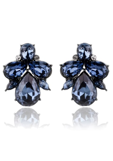 Waves And Pebbles Lacivert Kristal Küpe Lacivert