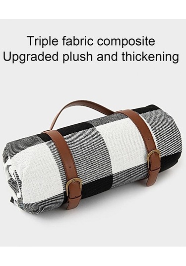 Prestigegoods 150x200cm Taşınabilir Nem Geçirmez Piknik Mat - Siyah / Gri / Beyaz Izgara, Açık Hava, Yürüyüş, Kamp Altın