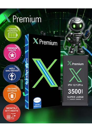 Xpremium Apple Uyumlu iPhone  12 / 12 Pro Batarya Pil Süper Yüksek Kapasiteli Güçlendirilmiş 3500 Mah