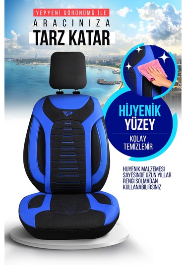 Panda Bakü Serısı Keten Kumaş Oto Koltuk Kılıfı - Tam Set