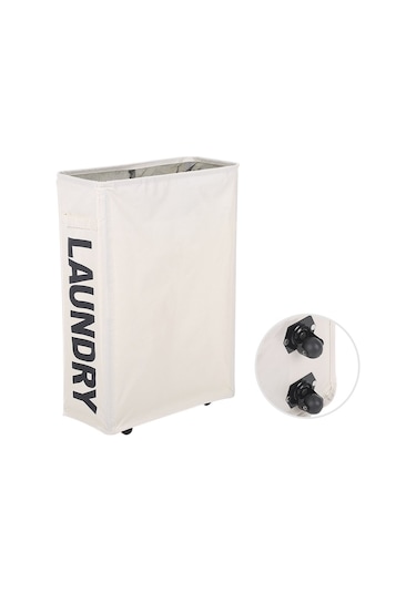 Cbtx Köşe İnce Katlanabilir Oxford Kumaş Çamaşır Sepeti Kutusu Örgü İpli Kirli Giysiler Bej Diğer