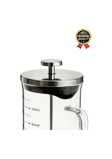 Çok Amaçlı Isıyı Koruyan Süzgeçli Bitki Çayı Filtre Kahve Demlik Ölçü Kabı Cam French Press 600 Ml Çok Renkli