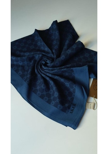 Lacivert Elegance Monogram Eşarp Lacivert