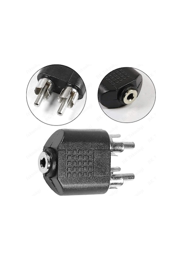 2 RCA Erkek to 3.5 mm Aux Stereo Dişi Ses Ayırıcı Adaptör