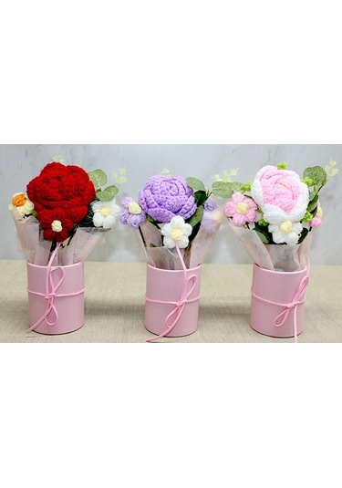 El Örgüsü Saksıda Gül Buketi
