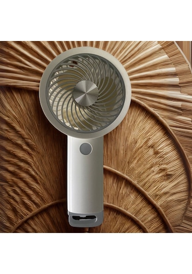 Alpera Electronic - 3 Kademeli Şarjlı Masaüstü El Fanı - Beyaz & Gri Renk