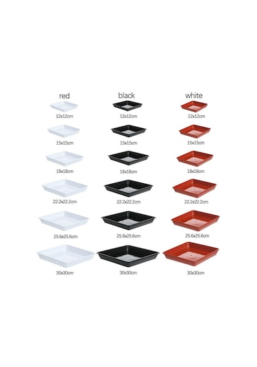 Kırmızı Kapalı Kare Açık Günlük Saksı Tepsisi Damlama Tepsisi Ekici Tepsi Bahçe Malzemeleri 25.6 X 25.6cm