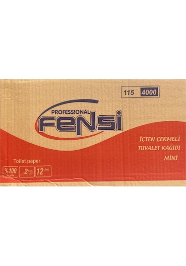 Fensi İçten Çekmeli Çift Katlı Mini Tuvalet Kağıdı 4 KG 12 Rulo