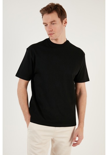Buratti Pamuklu Relaxed Fit Sıfır Yaka Erkek T Shirt 5905446 Siyah