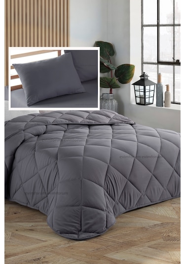 Formeya Formeya Antrasit Tek Kişilik Yastık ve Yorgan Seti 155X215