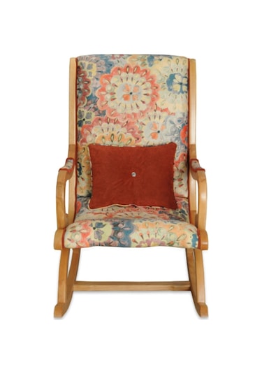 Asedia Rustik Naturel Çiçekli Sallanan Sandalye Dinlenme Koltuğu