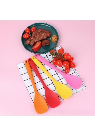 Novahub 1 Adet Silikon Düz Başlı Spatula Entegre Hepsi Dahil Salata Kaşığı Yapışmaz Tencere Spatulası Silikon Mutfak Gereçleri Kırmızı Kırmızı